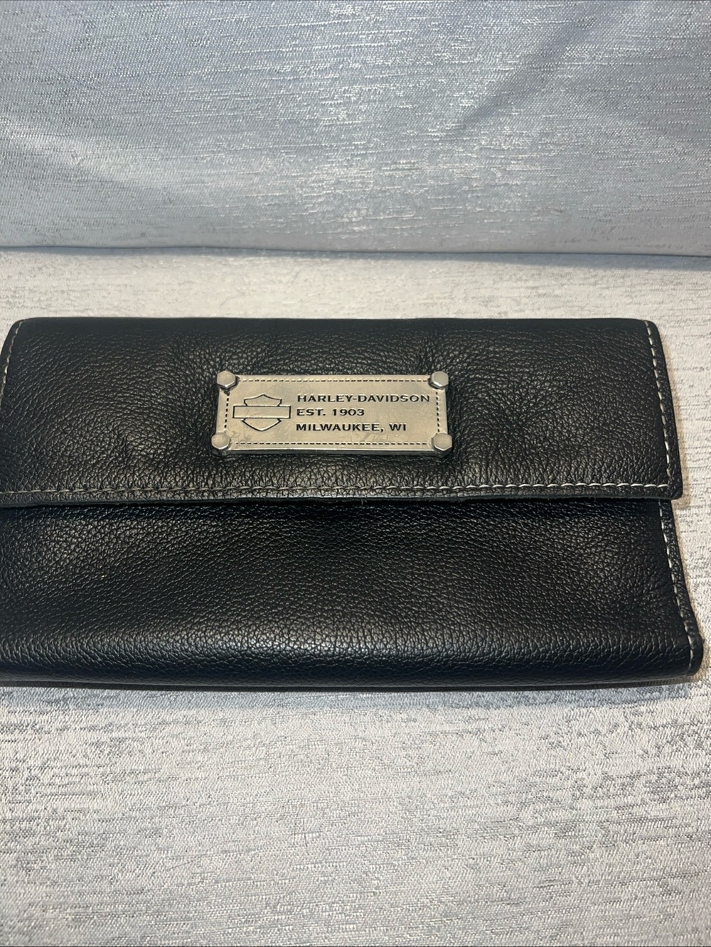 Harley-Davidson Black Leather Wallet with Silver Plaque